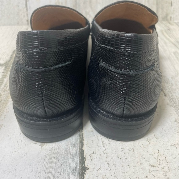 Brioso Frisco Lizard Embossed Leather Loafers Black size 8 Comfort Studded - Picture 3 of 7